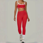 2PCS Women's Yoga Set High Waist Peach Hip Removable Padding Sports Bra Pants Fitness Suit Running Workout Gym Leggings Yoga Set