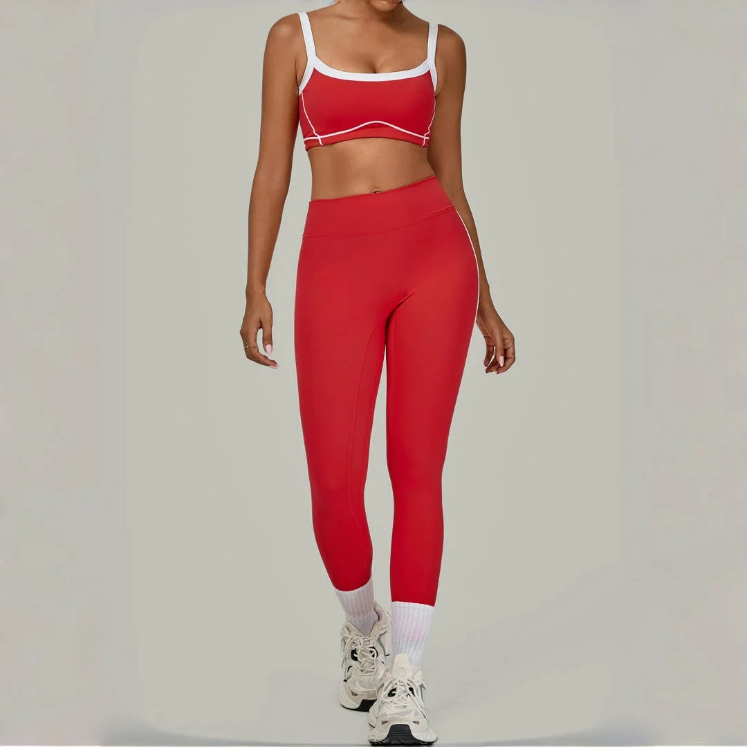 2PCS Women's Yoga Set High Waist Peach Hip Removable Padding Sports Bra Pants Fitness Suit Running Workout Gym Leggings Yoga Set
