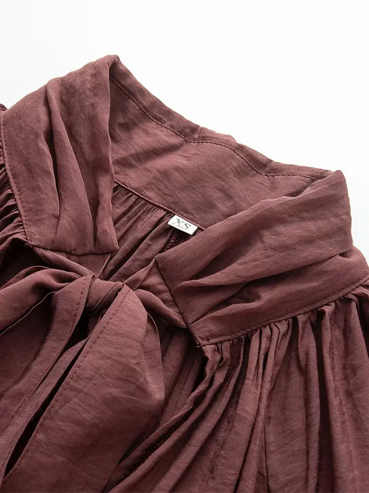 NLZGMSJ Bow DecorationLoose Long Sleeved Blouses For Women New Fashion Ruffle Edge Shirts and Blouses Woman Top
