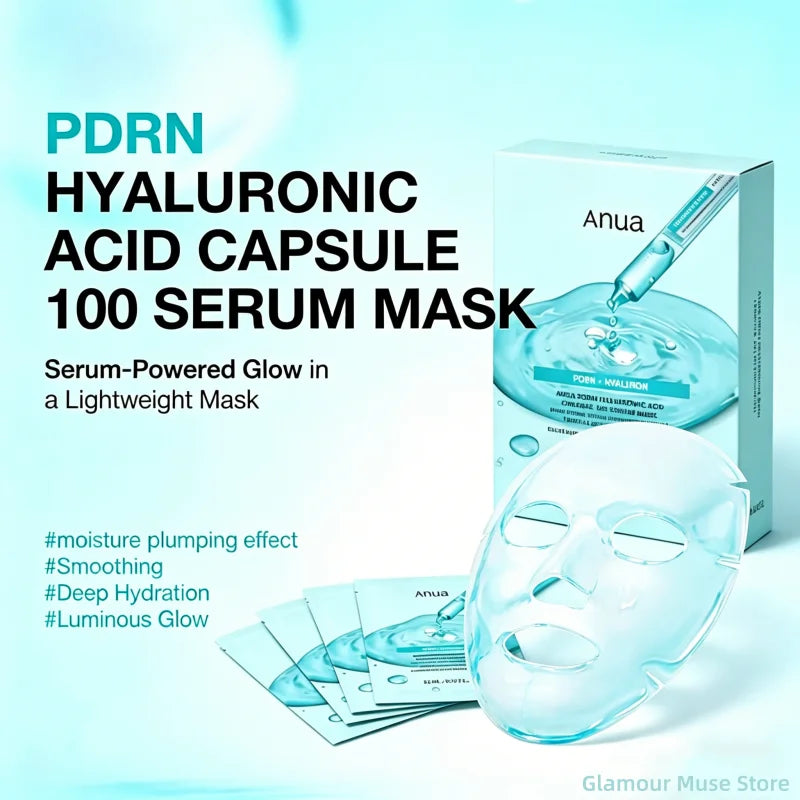 Korean Skincare PDRN Hyaluronic Acid Capsule 100 Serum Mask,Daily Moisturizing Salmon PDRN Serum Mask for Everyday Glow (10EA)