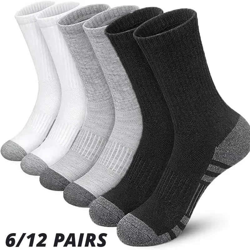 6/12 Pairs Men's Outdoor Gym Socks High Quality Comfortable Soft Ground-Gripping Football Large Size New Style Ürün ana görseli