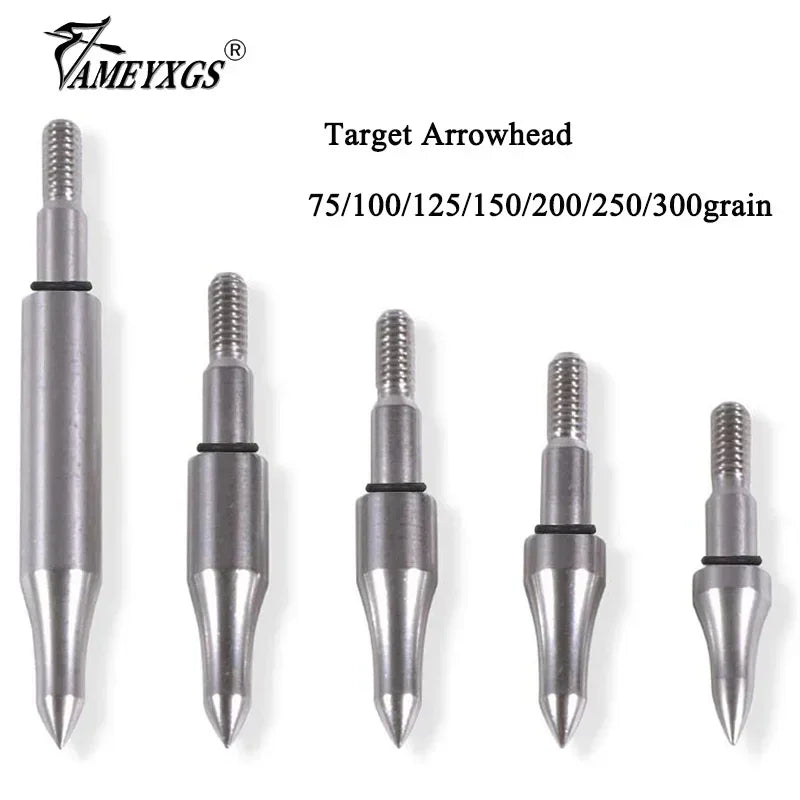 12pcs Archery Target Arrowhead 75/100/125/150/200/250/300grain Stainless Steel Aiming Arrow Tips with O Ring Hunting Accessories Main image
