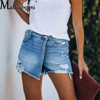 2024 Summer New Women Ripped Repaired Denim Shorts High Waist Bodycon Distressed Hole Bottoms Casual Pockets Sexy Short Jeans