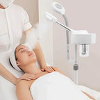 Dampfgerät für Gesicht, 2-in-1-Kombination, Zerstäuber, Ozon, Salon, Spa, Lupe, Luftbefeuchter mit LED-Lupenlampen, für Schönhei