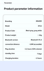 ERAZER XF22 Earphone Bluetooth 5.4 Sports Wireless Headphones Bone Conduction Headsets with Mic Neckband headphones
