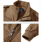 MAGCOMSEN Men's Fleece Jackets Windbreaker Coats Fall Winter Thermal Bomber Jackets Multi-pockets Stand Collar Motorcycle Jacket