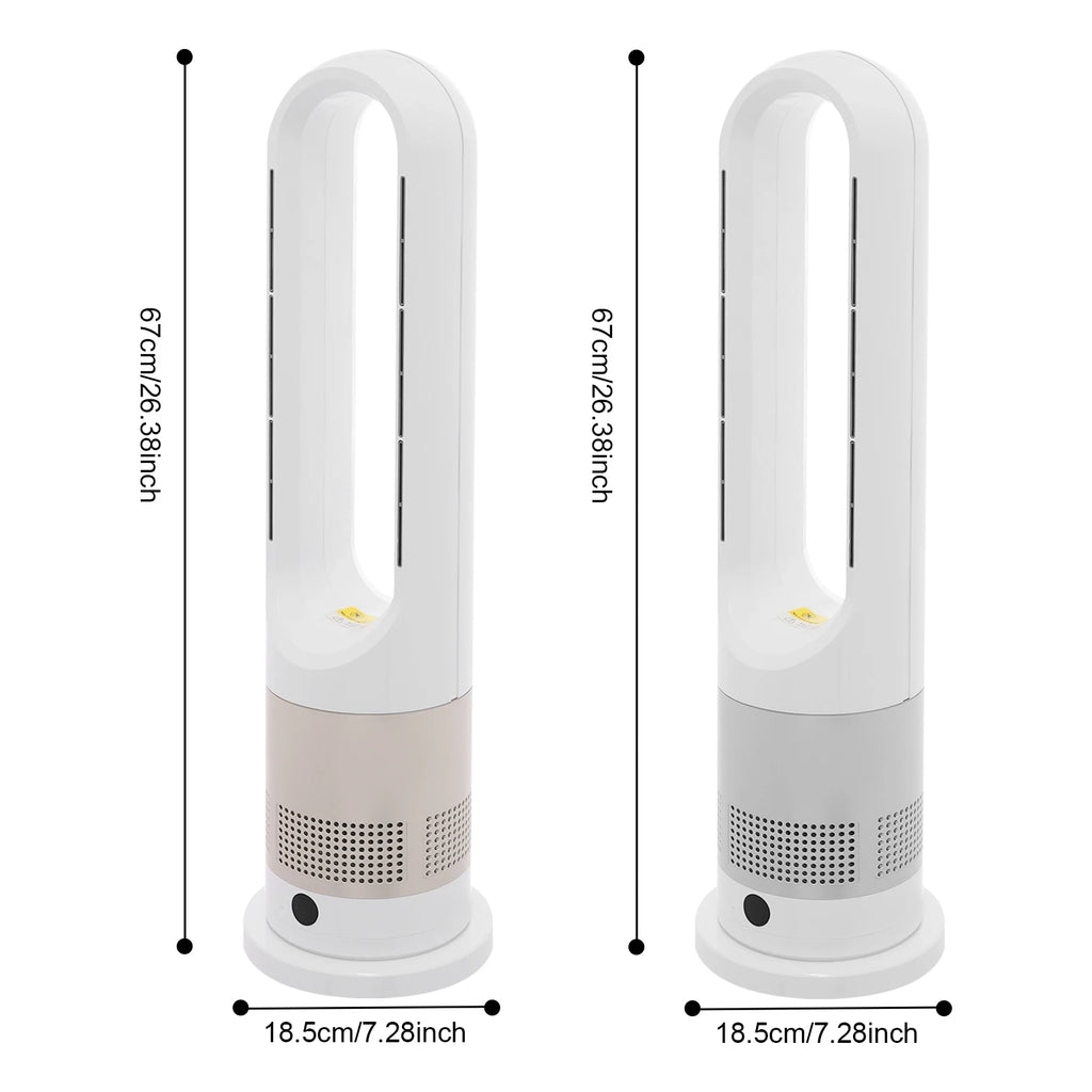 Cooling & Heating Bladeless Fan 220V W/ Timer Remote Control 8 Wind Speed Home Silent  Air Conditioner Heater LED Display