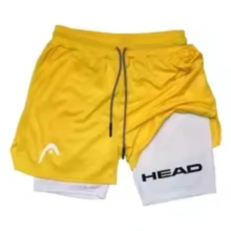 Running Shorts Men Fitness Gym Training 2-in-1 Sports Compression Fashion Quick Dry Workout Harajuku Jogging Double Deck Summer