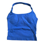 Gym Top Women Clothes Strappy Workout Tank Top Padded Sports Bra Backless Yoga Shirts Seamless Gym Crop Top Halter Fitness Vest
