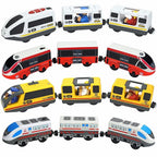 Wooden Locomotive Magnetic Electric Car Train Toys Fit Biro Wooden Diecast Slot Train Track Railway Educational Toys For Kids