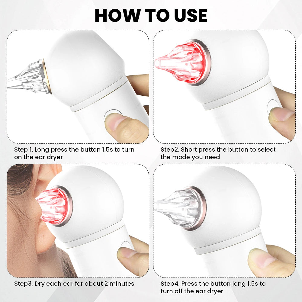 Intelligent Constant Temperature Ear Dryer Low Noise Ear Care Device Prevents Bacterial Growth Prevent Ear Canal Inflammation