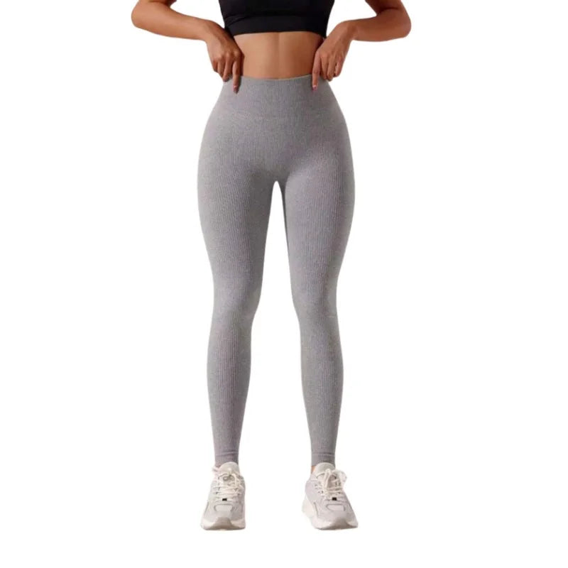 Women's High-Waisted Seamless Leggings, Quick-Dry Breathable Fabric, Four-Way Stretch Sporty Style for Yoga Cycling Running