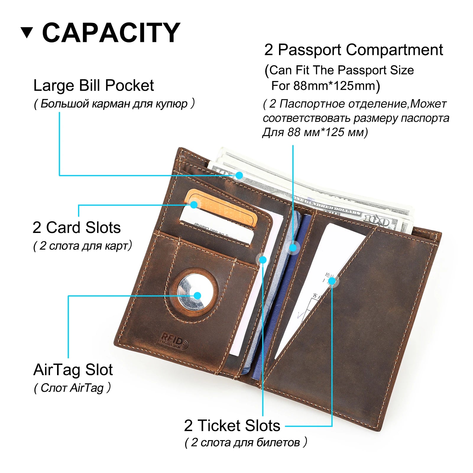 Customized Passport Cover Wallet Genuine Leather Protective Cover With Airtag Case Travel Card Holder Rfid Men Women