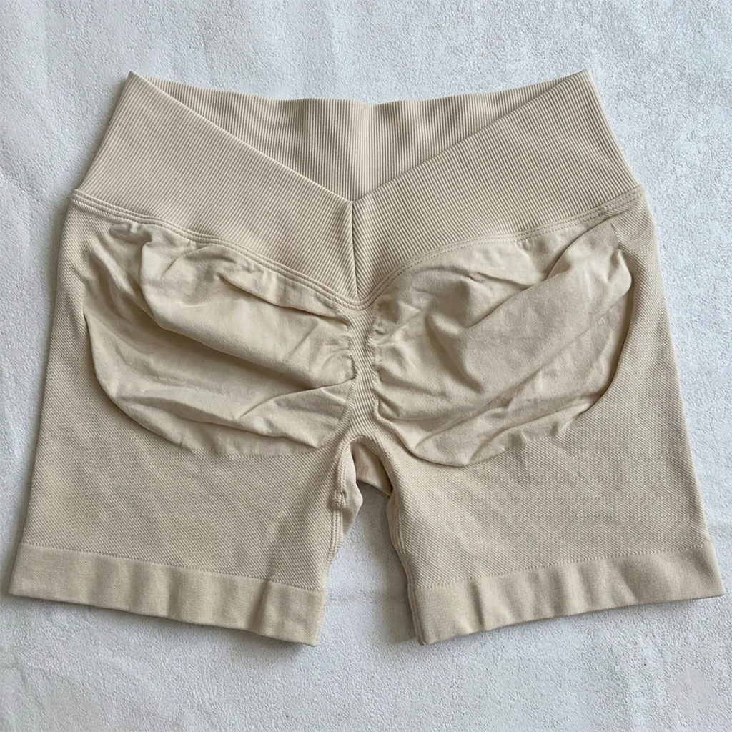 Back Scrunch Shorts Women Seamless V-Back Waist Line Scrunch Booty Shorts Fitness Workout Running Yoga Gym Shorts