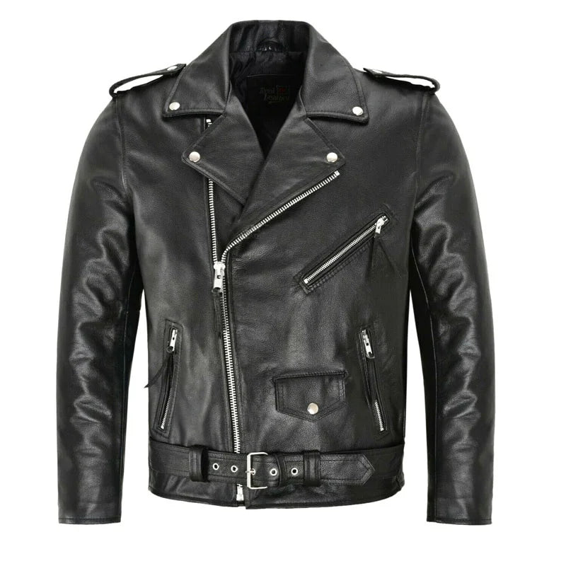 Men PU Leather Jacket Motorcycle Fashion Slim Fit Leather Coat Ürün ana görseli
