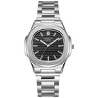 2024 Luxury Fashion Casual Men Watches Big Dial Silver Stainless Steel Calendar Quartz Wristwatch Classic Top Brand Male Clock