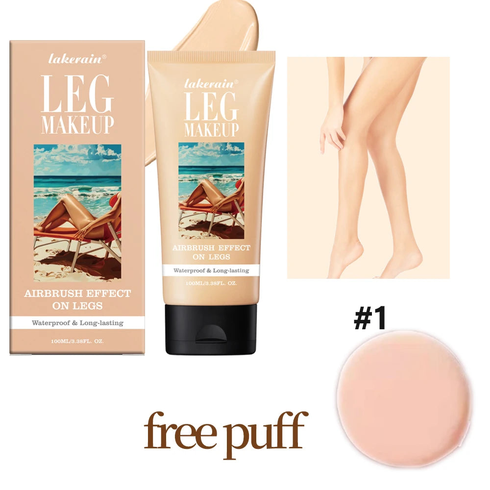 Waterproof Body Foundation With Free Powder Puff Bronze Leg Makeup Long Lasting Tanning Cream 100ml 3 Colors
