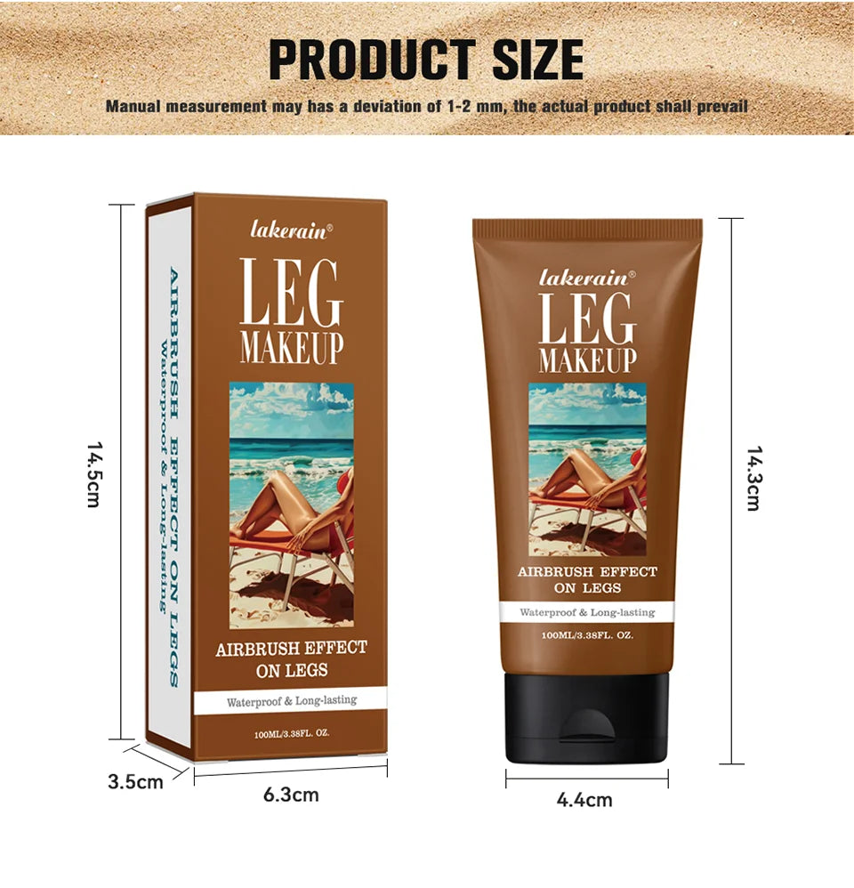 Waterproof Body Foundation With Free Powder Puff Bronze Leg Makeup Long Lasting Tanning Cream 100ml 3 Colors