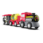 Kid Magnetic Electric Train Car Locomotive Wooden Track Slot Diecast Railway with Two Carriages Train Wood Toy Biro Leduo Track