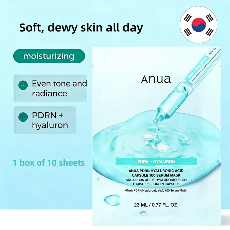 Korean Skincare PDRN Hyaluronic Acid Capsule 100 Serum Mask,Daily Moisturizing Salmon PDRN Serum Mask for Everyday Glow (10EA)