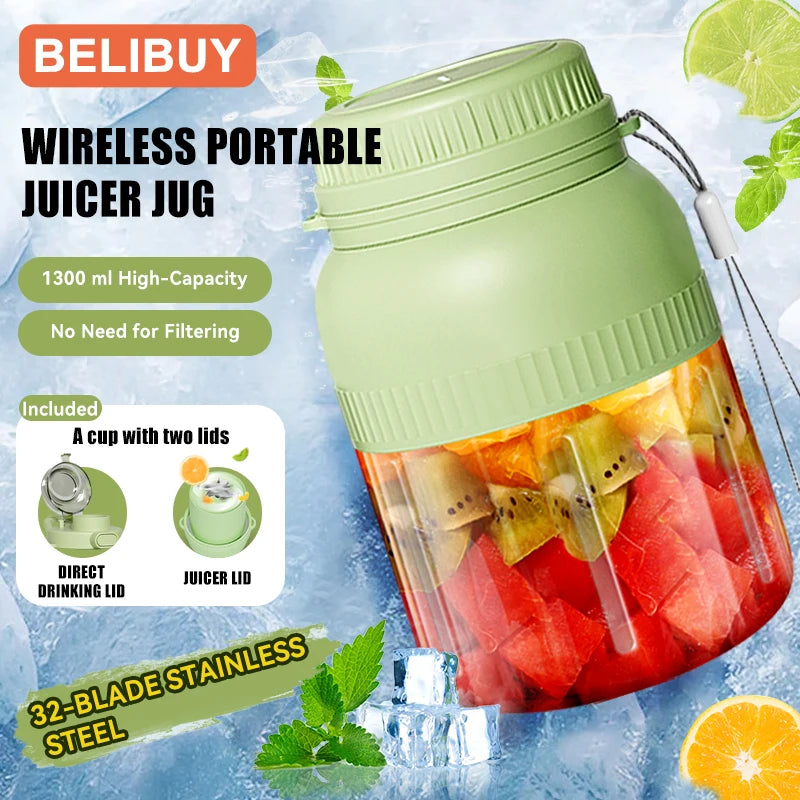 500/1300ML Electric Juicer Cup 6 Blades Blender Milkshake Machine USB Portable Fruit Milk Mixing Tool Mini Fresh Juice Blender Ürün ana görseli