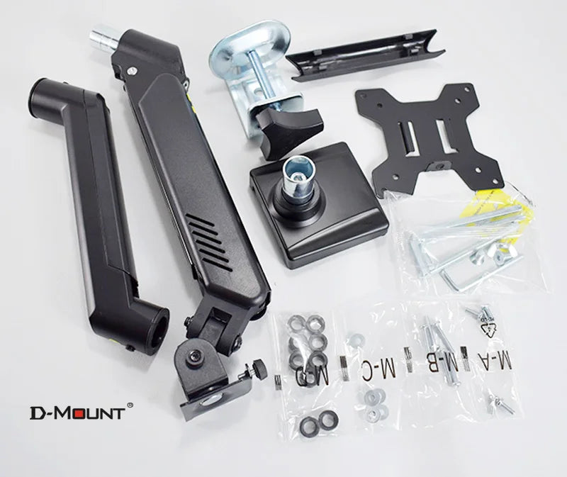 D-MOUNT D80 metal alumin 2-10KG 13"-32" monitor desktop stand mount gas spring arm full motion rotate clamp 0-60mm grommet