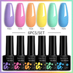 LILYCUTE 6PCS Gel Nail Polish Set Summer Neon Nail Gel Kits For DIY Nail Vernis Semi Permanent UV Lamp Gellak Nail Varnish Set