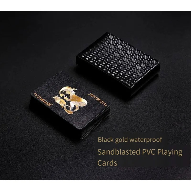 Brand New 54-piece Black and Gold Plastic Playing Card Foil Poker Set Magic Tool Party Tabletop Game