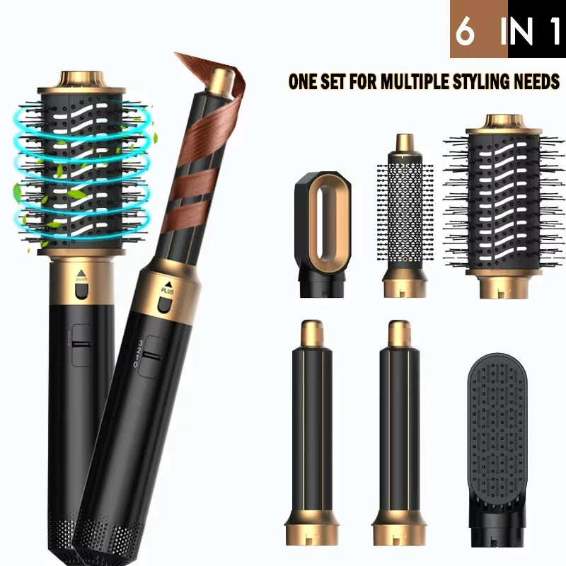 6 in 1 Hair Dryer Brush Hot Comb Set Professional Curling Iron Hair Straightener Styling Tool Air styling Hair Dryer Household Ürün ana görseli