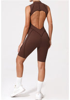 Women's Yoga Jumpsuit Hip Lift Sports Fitness Removable Padding Backless Zipper Leggings One-Piece Running Workout Gym Jumpsuit