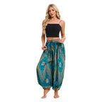 Women's Boho Wide Leg Harem Pants Adult High Waist Yoga Loose Lantern Pants Breathable Beach Trousers Vacation Printed Jagger