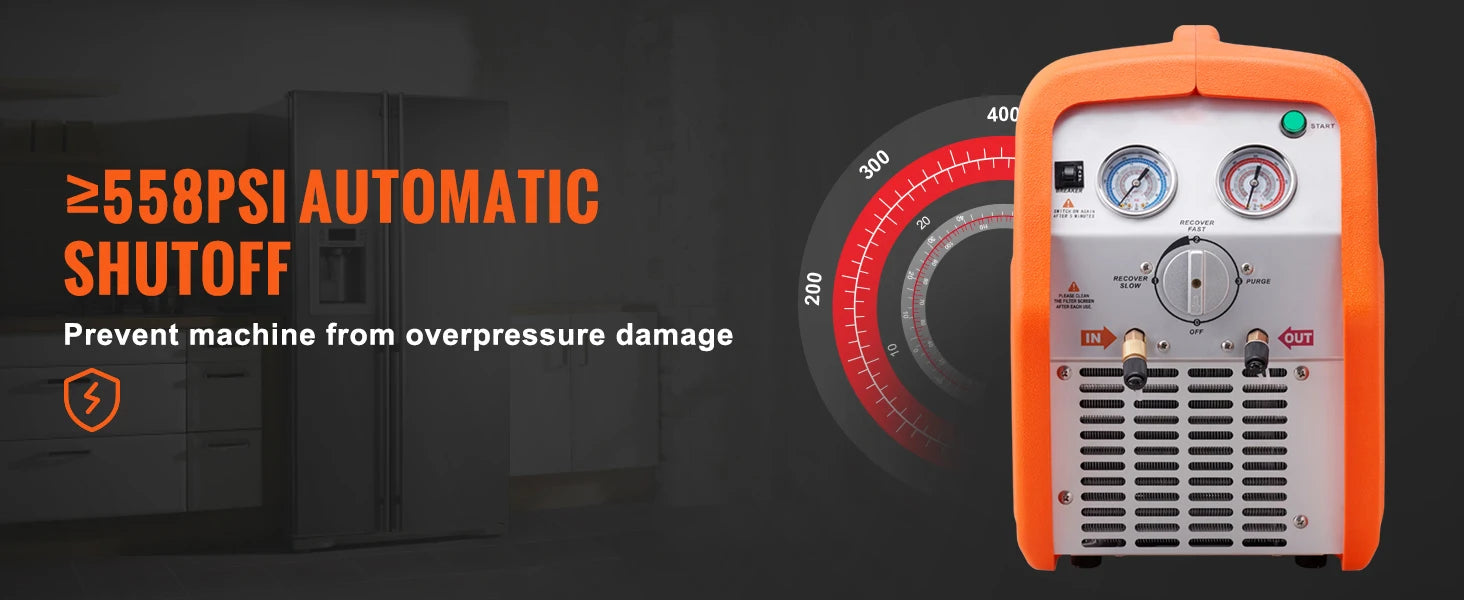 SucceBuy 3/4 1HP Refrigerant Recovery Machine Portable AC Recovery Machine 60Hz Recovery Machine HVAC for Car Air Conditioning