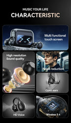 Touch Screen Bluetooth Headphones 144 Languages Real-time Translation Headphones Wireless Open Ear Clips Sports Gaming Earphone