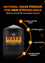 Deep Wave Control Pomade 360 Biotin Sport Strong Hold Wave Hair Gel With Brush Wavy Hair Oil Shampoo Conditioner Styling Care