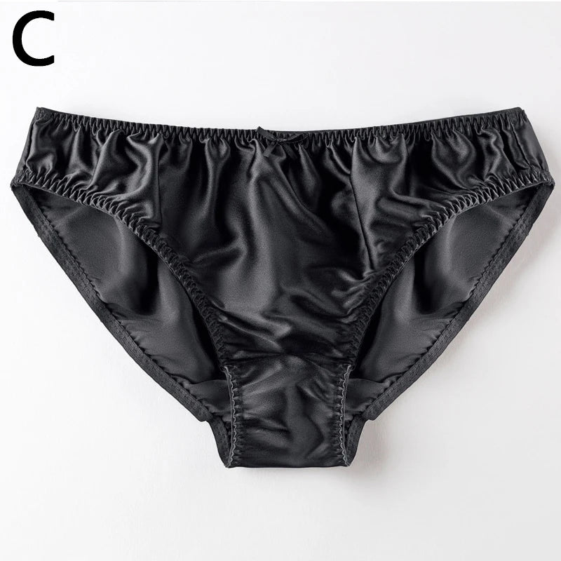 Women'S 100% Mulberry Silky Panties Fashion Lace Brief Large Size Comfortable Breathable Solid Color Lingerie Seamless Underwear