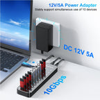 RSHTECH 10 in 1 USB C Hub 10Gbps USB-C with Individual Touch Switches Multiport Splitter Docking Station for MacBook Laptops PC