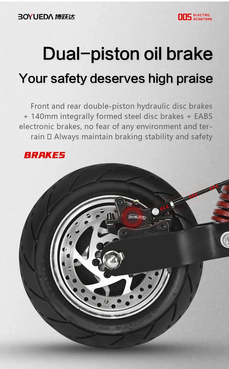 BOYUEDA Q7PRO Electric Scooter 3200W Dual Motor 52V19AH Foldable 10 Inch Tire 70KM/H Max Speed 70KM Mileage with Seat