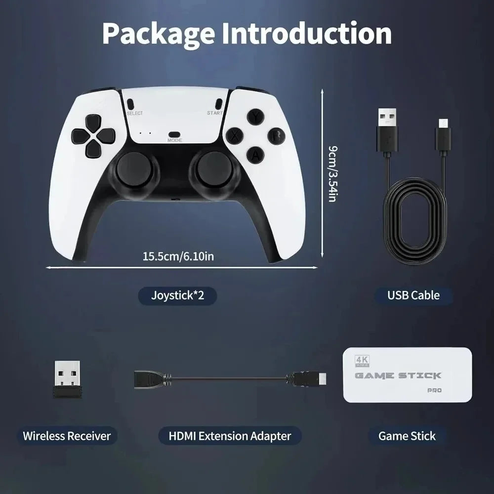4K 64G Retro Game Console: M15 Game Stick with 40000+ Classic Arcade Games, Dual Wireless Controllers 2-Player TV System