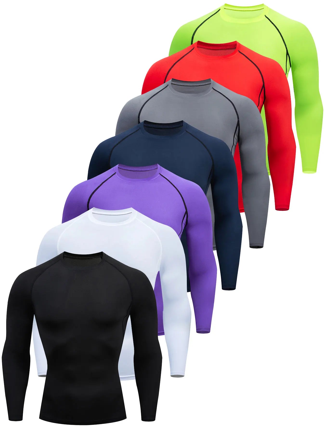 Men's Compression Shirts: Get Fit Fast With Long Sleeve Athletic Workout Tops! Ürün ana görseli