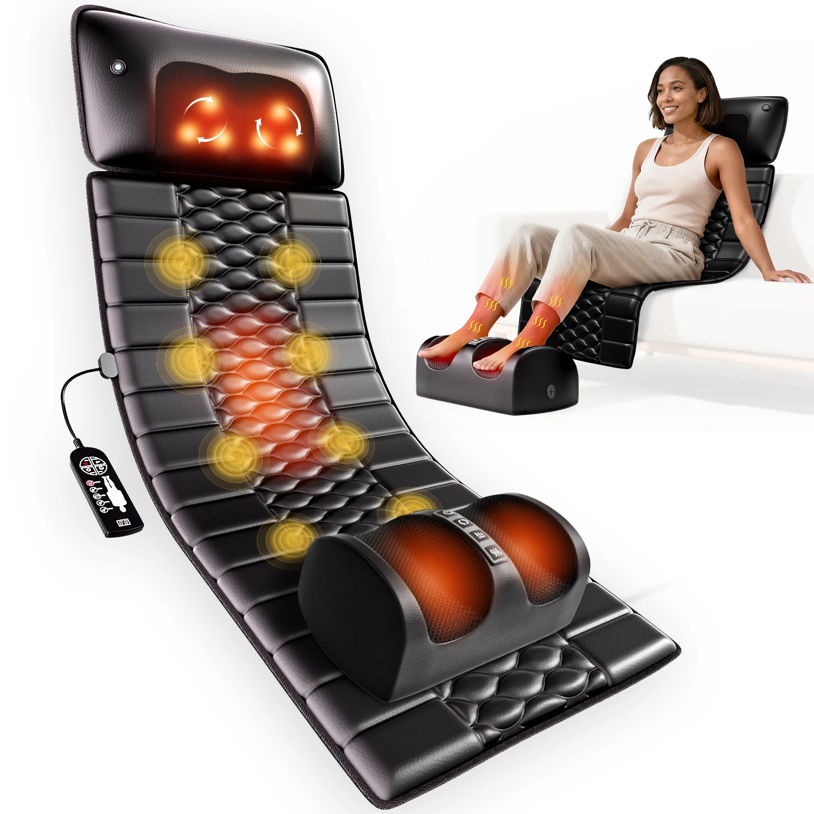 Shiatsu Massage Mat, Full Body Vibration Heating, Deep Tissue Pain Relief for Back Neck Legs, Massager Pad for Home Office Use Main image