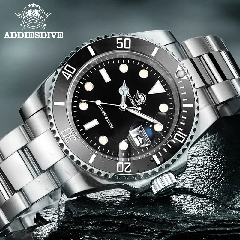 ADDIESDIVE Men's Classic Watch with Ceramic Bezel 200m Water Resistant Casual Quartz Watch BGW9 Blue Luminous Gift Watch MY-H3-2 Ürün ana görseli