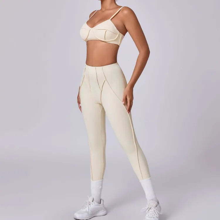 Seamless Yoga Sets Sports Fitness High Waist Hip-lifting Shapeing Trousers Backless Bra Suit Workout Gym Leggings Sets for Women