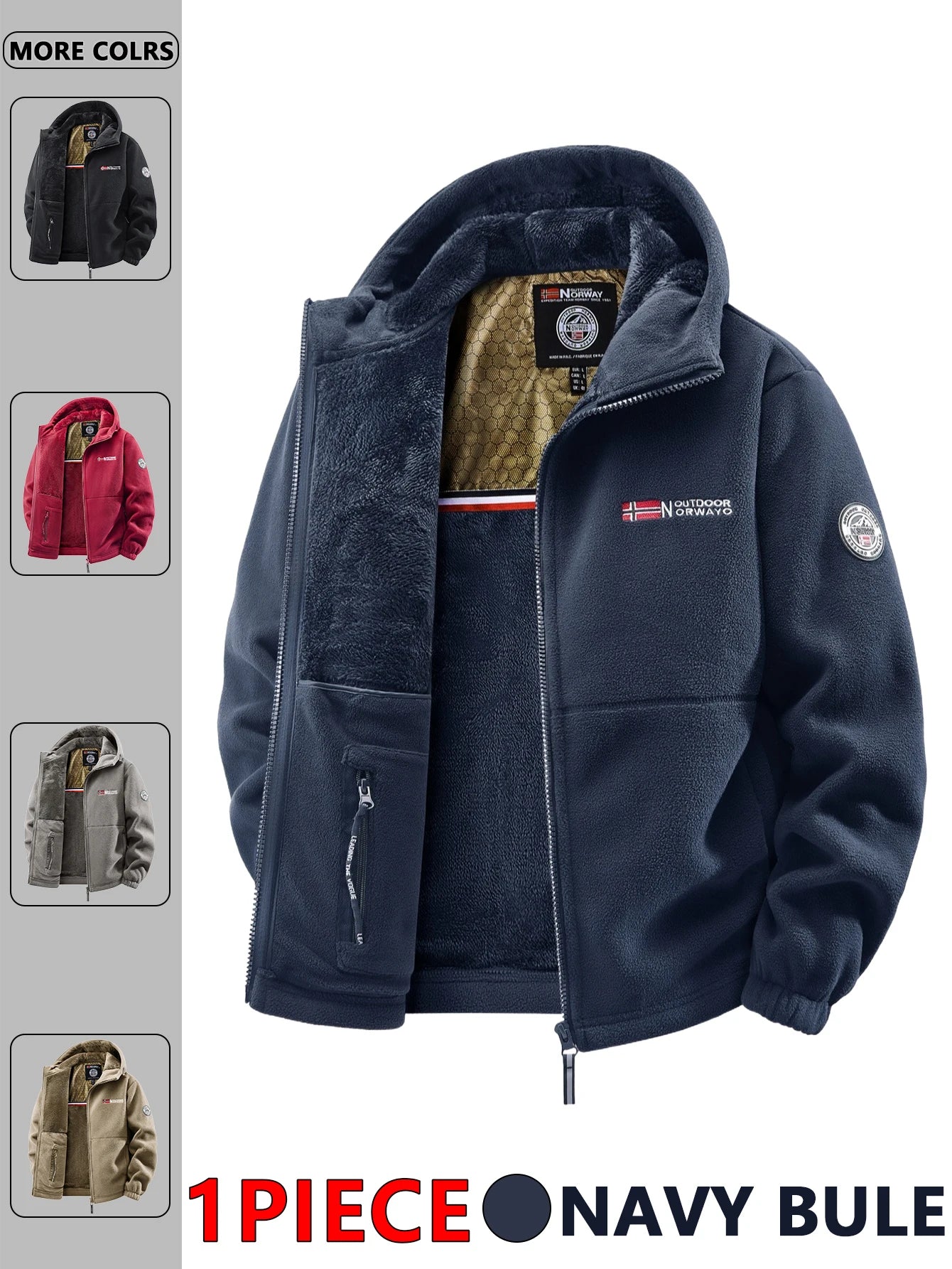 Men's Autumn and Winter Outdoor Hooded Jacket, Suitable for Daily Wear at Home, for Travel, Parties, Commuting, Outdoor Fashion Versatile, Enhances Temperament, Streetwear, Travel Wear. Ürün ana görseli