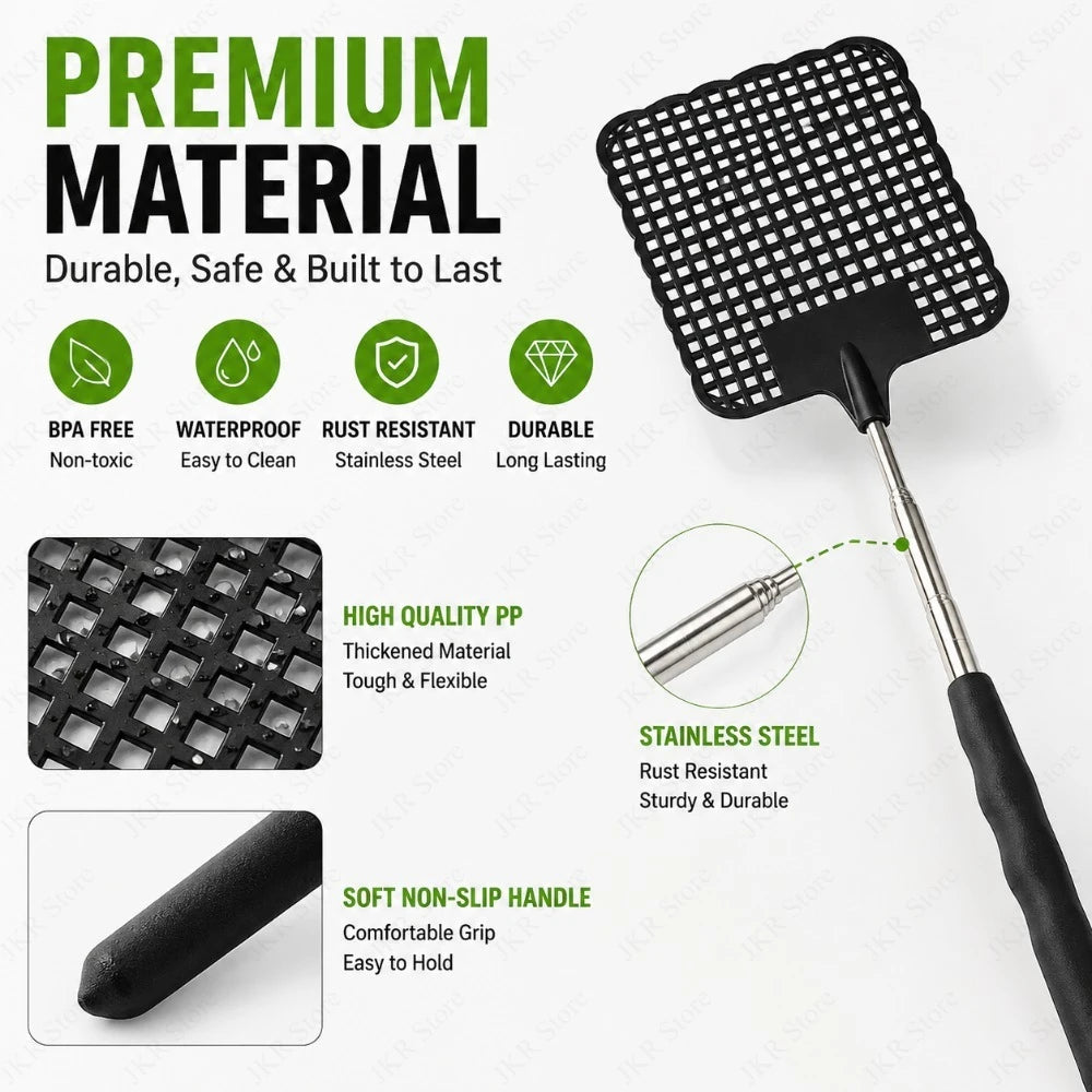 Expandable Fly Swatter Mosquito Killer Stainless Steel Swatting Device Household Indoor Outdoor Pest Control Tool