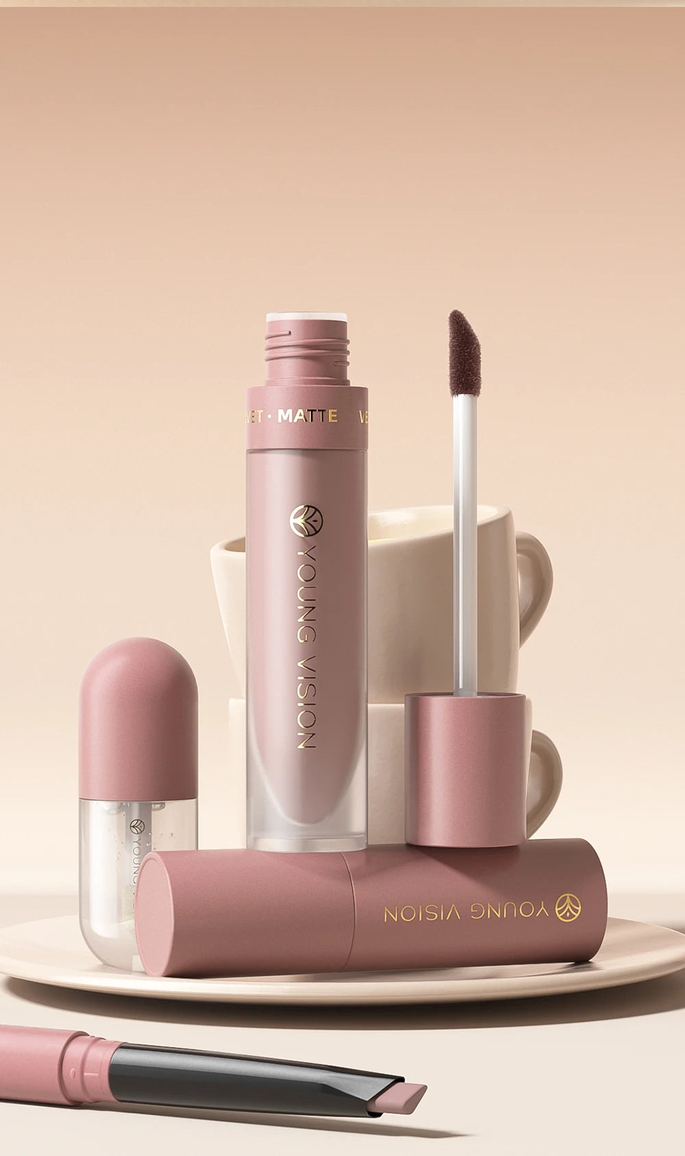4pcs/Set Long Lasting Waterproof Lip Makeup Kit - Soft Smooth Creamy Lipliner Lipstick & lip gloss lip oil Set