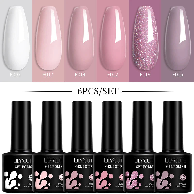 LILYCUTE 7ML 6PCS Neon Gel Nail Polish Set fluorescent Series Color Changing Semi Permanent Soak Off Manicure kit Nail Art Gel