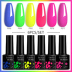 LILYCUTE 6PCS Gel Nail Polish Set Summer Neon Nail Gel Kits For DIY Nail Vernis Semi Permanent UV Lamp Gellak Nail Varnish Set