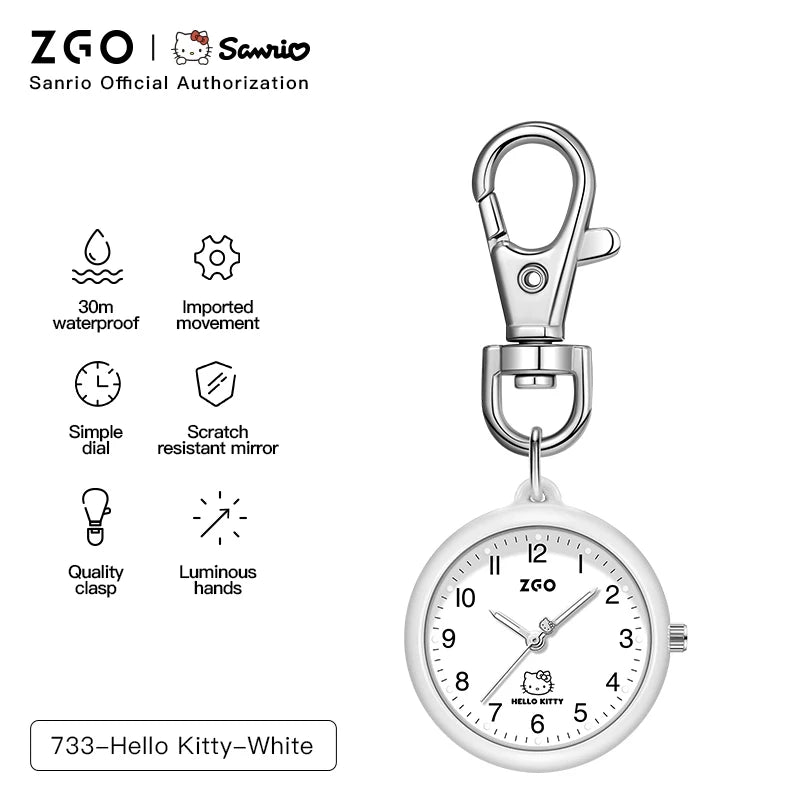ZGO Sanrio Cinnamoroll Lady Pocket Watch, Simple Design Sense Pendant Watch, Waterproof, Quartz Watch, Gift 733