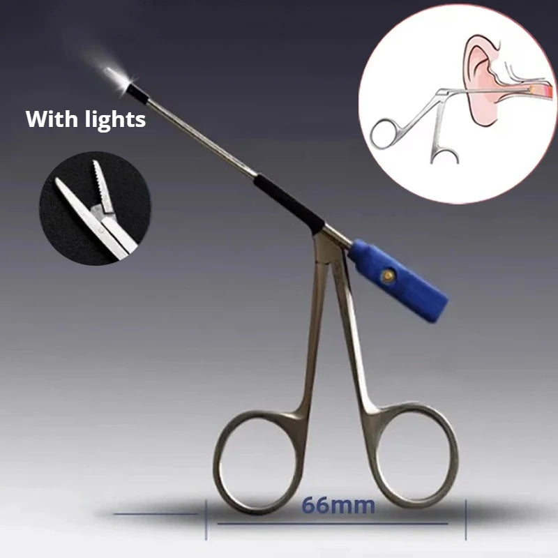 Medical Ear Wax Pick Tongs With lights Earwax Remover Micro Alligator Crocodile Forceps Earpick Ear Nose Cleaning Ürün ana görseli