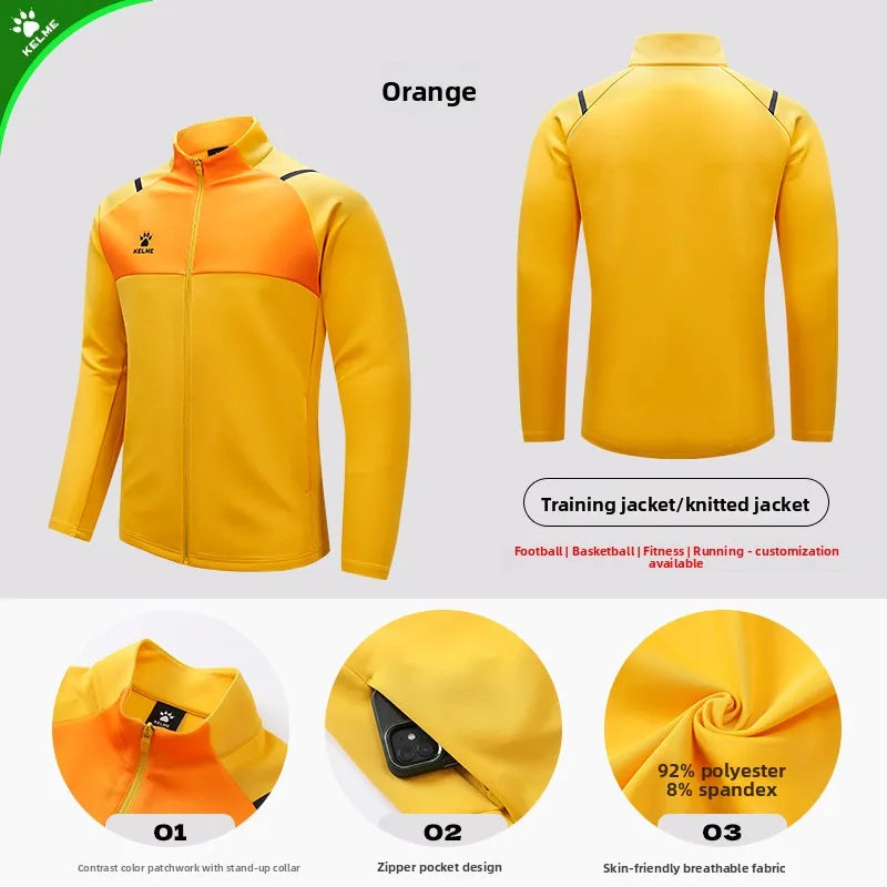 Kelme Children's Sports Jacket Autumn And Winter Knitted Jacket Outdoor Windproof Running Training Suit